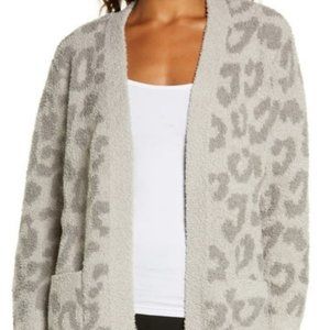Barefoot Dreams Leopard Cardigan Linen/Warm Gray